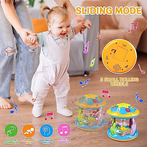 Baby Toys 6 to 12 Months, 4 in 1 Musical Rotating Projector, Tummy Time Light Up Infant Toys for 6-9 12-18 Months, Learning Toy Birthday Gifts for Baby Toddlers 1 2 3 Years Old Boys & Girls - 3