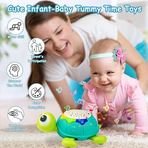 Baby Toys 6-12 Months, 5 in 1 Musical Projector Turtle Crawling Toys Tummy Time Infant Baby Toys 0-3 3-6 7 8 9 12-18 Months 1 Year Old Boy Toys Girl Toys Birthday Gift - 4