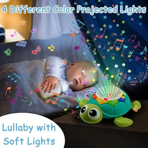 Baby Toys 6-12 Months, 5 in 1 Musical Projector Turtle Crawling Toys Tummy Time Infant Baby Toys 0-3 3-6 7 8 9 12-18 Months 1 Year Old Boy Toys Girl Toys Birthday Gift - 6