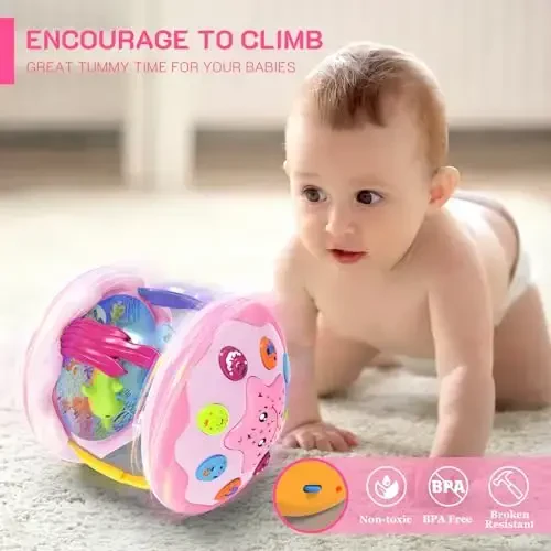 Baby Toys 6-12 Months - Musical Light Up Rotating Toys, Pink Ocean Projector for Infant 9-12-18 Month, Learning Visual & Hearing & Crawling Skill, Birthday Gifts for Toddler Boys Girls 1 2 3 Years Old - 5