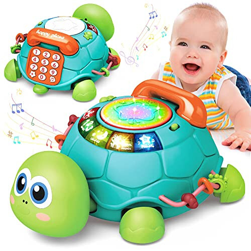 Jyusmile Baby Toys 6 to 12 Months, Musical Turtle Crawling Infant Toys, Early Learning Educational Toy with Light & Sound, Christmas Birthday Gifts for Boy Girl 7 8 9 10 11 Month 0-1 Year Old - Jyusmile