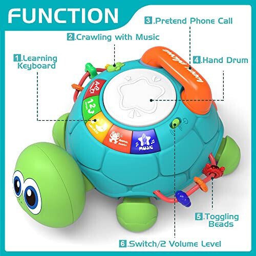 Jyusmile Baby Toys 6 to 12 Months, Musical Turtle Crawling Infant Toys, Early Learning Educational Toy with Light & Sound, Christmas Birthday Gifts for Boy Girl 7 8 9 10 11 Month 0-1 Year Old - Jyusmile (1)