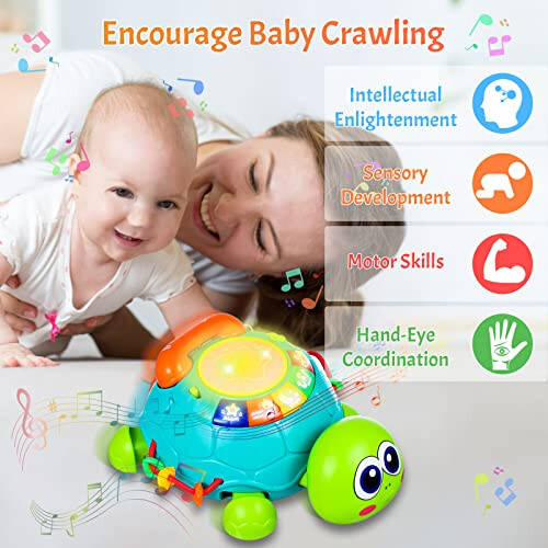Baby Toys 6 to 12 Months Crawling Turtle Musical Infant Toy for 12 Months Old Light Up Tummy Time Toys Early Eduactional Learning Montessori Toy for 8 9 10 Month Baby Boy Girl Toddler - 6