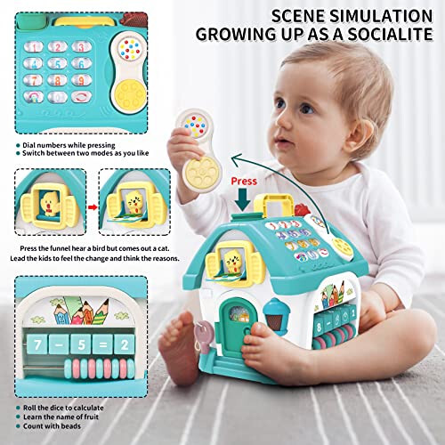 Ming You Toys for 1 Year Old Boys Gifts, 8 in 1 Functional Musical House Educational Baby Toys 12-18 Months Montessori Toy for One Year Old Boy Birthday Gifts - 6
