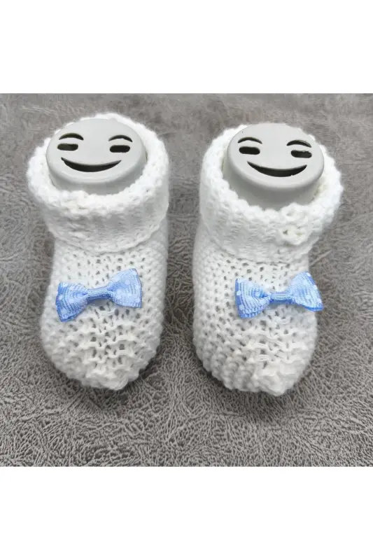 Bebek Patiği Örgü 0-6 Ay LÜTFEN CİNSİYET BİLDİRİNİZ KREM PATİKLERDE-Krem - 3