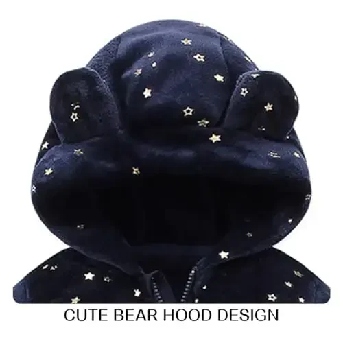 Baby Fleece Jumpsuit for 0-3 Months Infant Bear Snowsuit Newborn Romper Warm Coat - 2