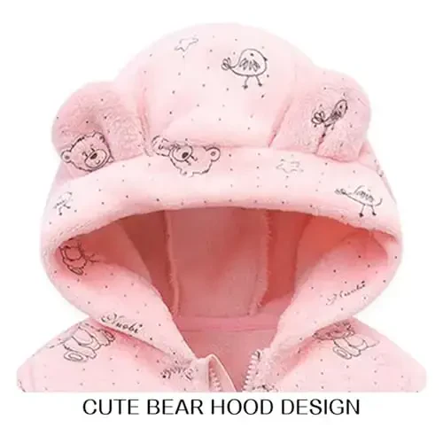 Baby Fleece Jumpsuit for 0-3 Months Infant Bear Snowsuit Newborn Romper Warm Coat - 2