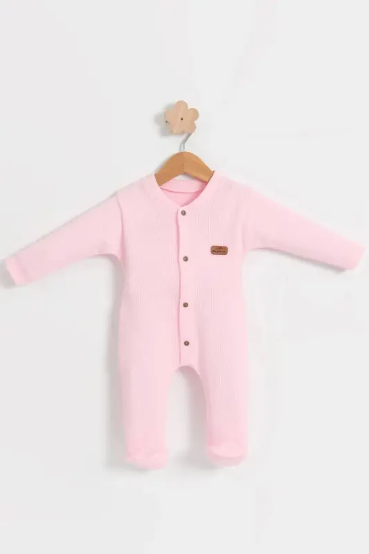 BEBEK RENKLİ PAMUKLU WAFFLE KUMAŞ TULUM - PEMBE - 6