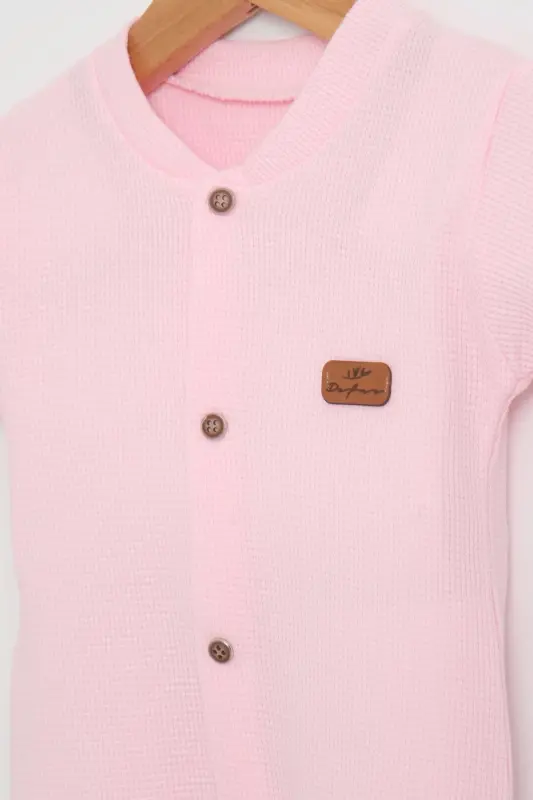 BEBEK RENKLİ PAMUKLU WAFFLE KUMAŞ TULUM - PEMBE - 7
