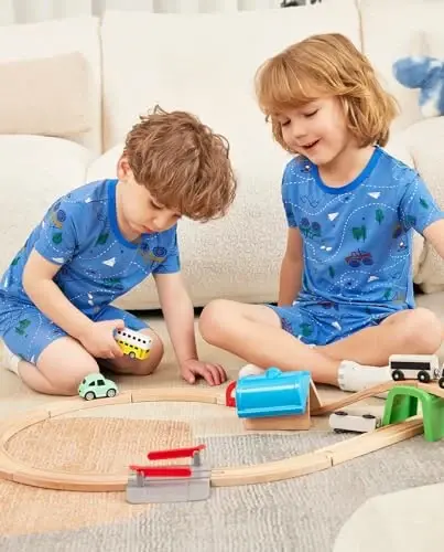 babee Reshinee Bamboo Viscose Toddler Car Pajamas Boys Girls Kids Short Cool Summer 12M-8Y Snug fit Pjs Set 2pcs - 5