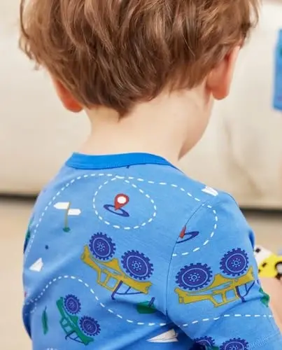 bebek Reshinee Bambu Viskon Çocuk Araba Pijama Erkek Kız Çocuk Kısa Serin Yaz 12M-8Y Vücuda oturan Pjs Seti 2 adet - BABEE (1)