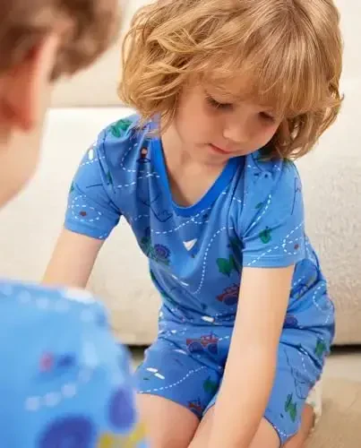 babee Reshinee Bamboo Viscose Toddler Car Pajamas Boys Girls Kids Short Cool Summer 12M-8Y Snug fit Pjs Set 2pcs - 6