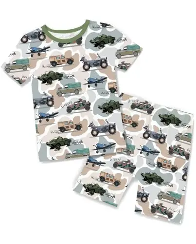 babee Reshinee Bamboo Viscose Toddler Car Pajamas Boys Girls Kids Short Cool Summer 12M-8Y Snug fit Pjs Set 2pcs - 1