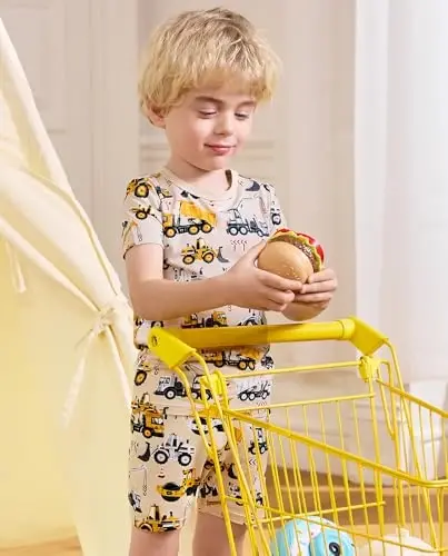 babee Reshinee Bamboo Viscose Toddler Car Pajamas Boys Girls Kids Short Cool Summer 12M-8Y Snug fit Pjs Set 2pcs - 4