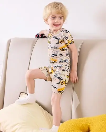 babee Reshinee Bamboo Viscose Toddler Car Pajamas Boys Girls Kids Short Cool Summer 12M-8Y Snug fit Pjs Set 2pcs - 6