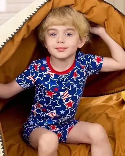 babee Reshinee Bamboo Viscose Toddler Car Pajamas Boys Girls Kids Short Cool Summer 12M-8Y Snug fit Pjs Set 2pcs - 7