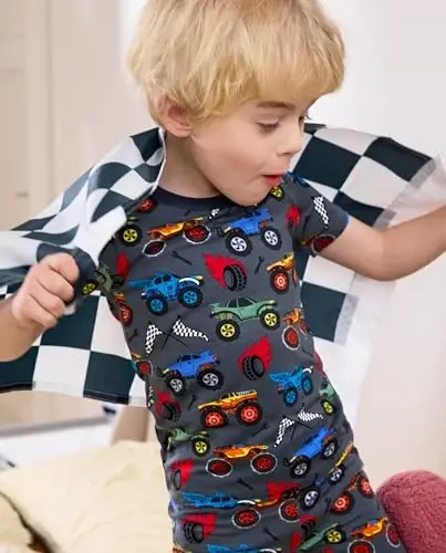 bebek Reshinee Bambu Viskoz Çocuk Araba Pijamaları Erkek Kız Çocuk Kısa Serin Yaz 12M-8Y Dar kesim Pijama Takımı 2 adet - BABEE (1)