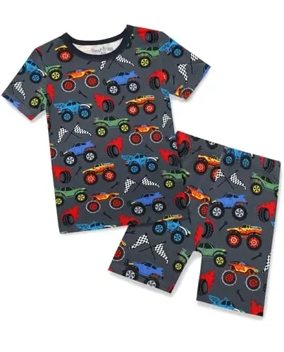 Babee Reshinee Bamboo Viscose Toddler Car Pajamas Boys Girls Kids Short Cool Summer 12M-8Y Snug fit Pjs Set 2pcs - 1