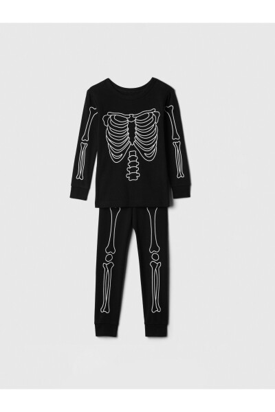 Bebek Siyah %100 Organik Pamuk Halloween Desenli Pijama Takımı - 11