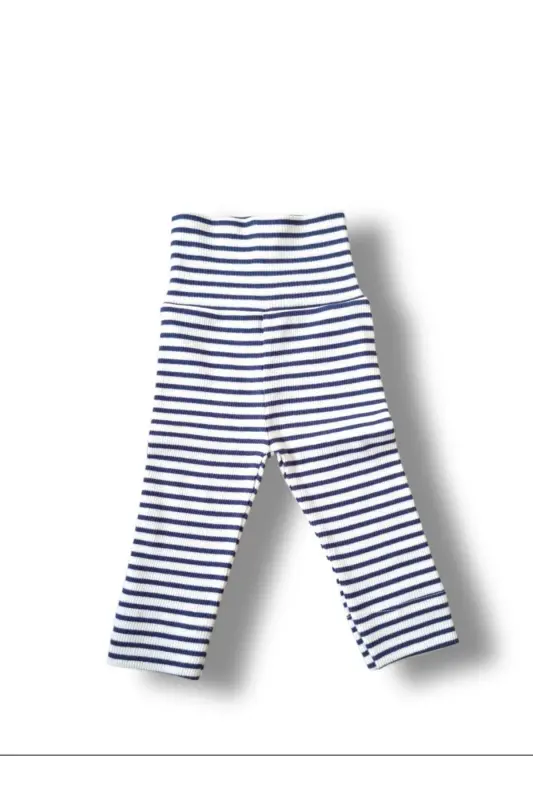 Bebek Slim Penye Pantolon - Lacivert Beyaz Çizgili - BABY BOROOSH