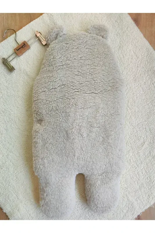 Bebek Tashqi Kundak Adyol Peluş Oyoqli Welsoft Uyqu Xaltasi Qishki Palto Yangi tug'ilgan 0-12 Oy-BEJ - 5