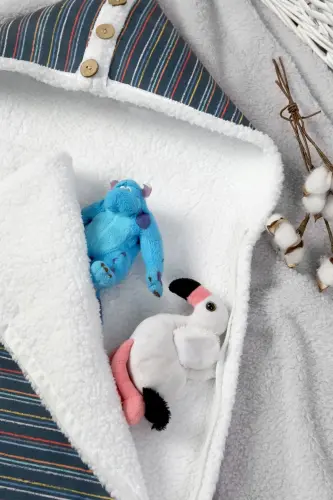 Bebek Tashqi Kundak Uyqu Xaltasi Fluffy Battaniye Bb-503-Lacivert - HAMUR (1)