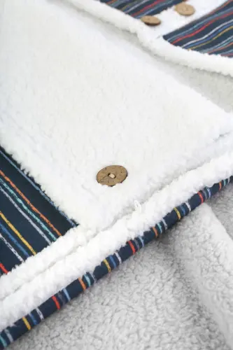Bebek Tashqi Kundak Uyqu Xaltasi Fluffy Battaniye Bb-503-Lacivert - 4