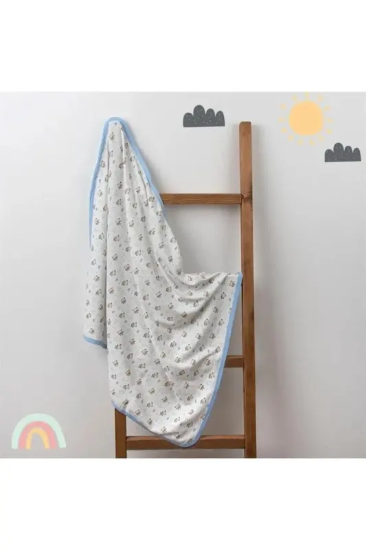 Bebek Tek Kat Kapitone Battaniye Kundak 80x90 Cm - Mavi - 1