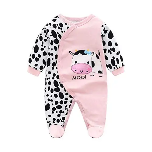 Baby One Piece Romper Soft Cotton Sleepwear Footed Jumpsuit for 0-12 Month Infant - 1