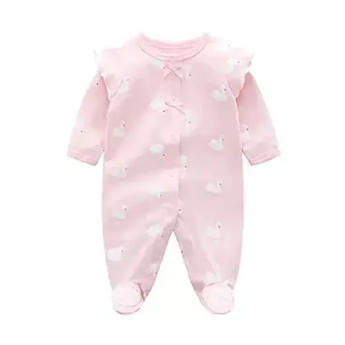 Baby One Piece Romper Soft Cotton Sleepwear Footed Jumpsuit for 0-12 Month Infant - Baby