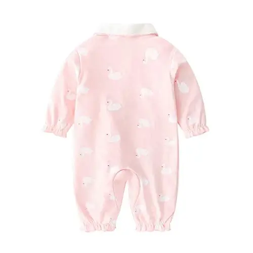 Baby One Piece Romper Soft Cotton Sleepwear Footed Jumpsuit for 0-12 Month Infant - 2