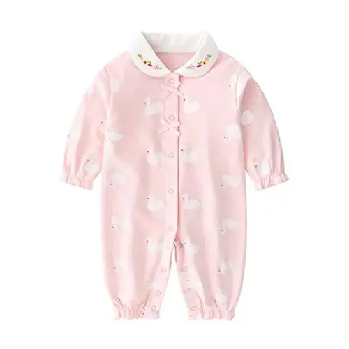 Babymine Baby One Piece Romper Soft Cotton Sleepwear Footed Jumpsuit for 0-12 Month Infant - 1