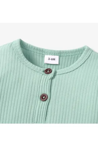 Bebek Tulum Uzun Kollu Fitilli Düğmeli %100 Pamuk - 4