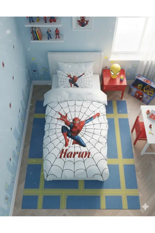BEBEK VE ÇOCUK ODASI Ağ ve Spiderman Desenli Nevresim Takımı - Renkli - 4