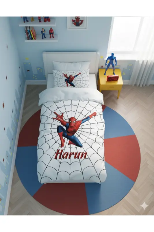 BEBEK VE ÇOCUK ODASI Ağ ve Spiderman Desenli Nevresim Takımı - Renkli - 5
