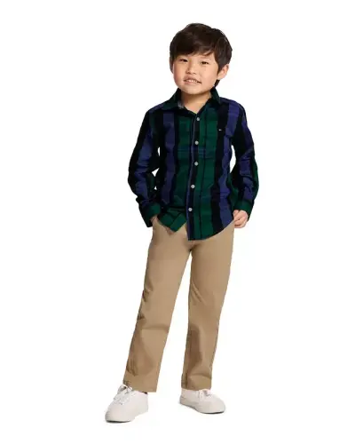 Boys' 2T-7 Flat-Front Stretch Chino Pants - Gold Khaki - 2