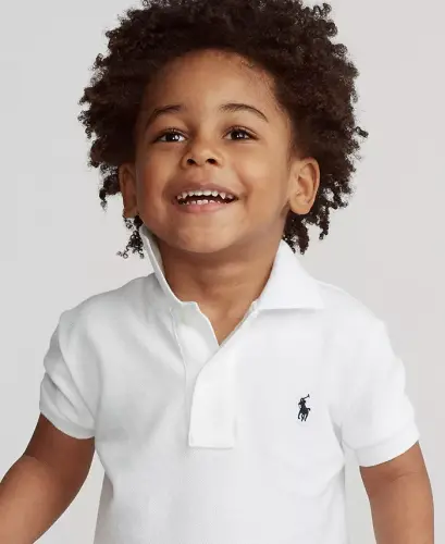 Toddler and Little Boys Cotton Mesh Polo Shirt-White - 3