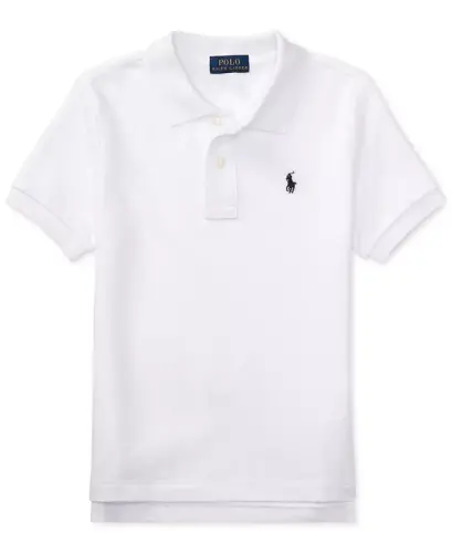 Toddler and Little Boys Cotton Mesh Polo Shirt-White - 5