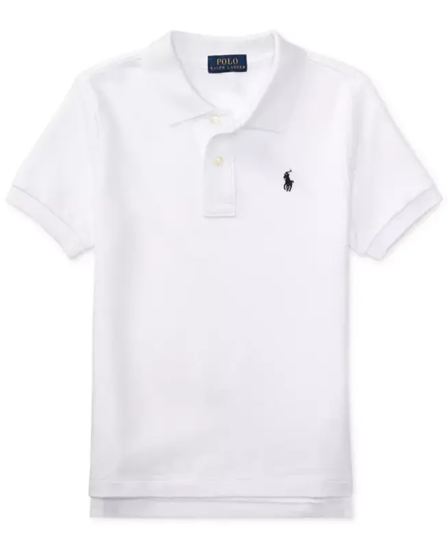 Toddler and Little Boys Cotton Mesh Polo Shirt-White - 5