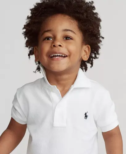 Boys' 2T-7 Cotton Mesh Polo Shirt-White - 3