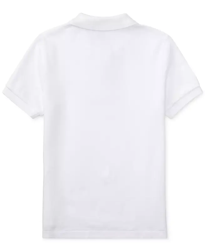 Boys' 2T-7 Cotton Mesh Polo Shirt-White - 5