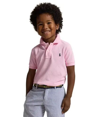 Toddler and Little Boys Cotton Mesh Polo Shirt-Carmel Pink 