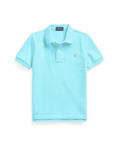 Toddler and Little Boys Cotton Mesh Polo Shirt-French Turq 