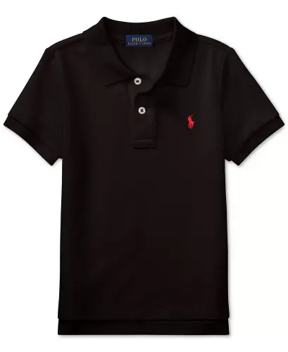 Boys' 2T-7 Cotton Mesh Polo Shirt-Polo Black - 4