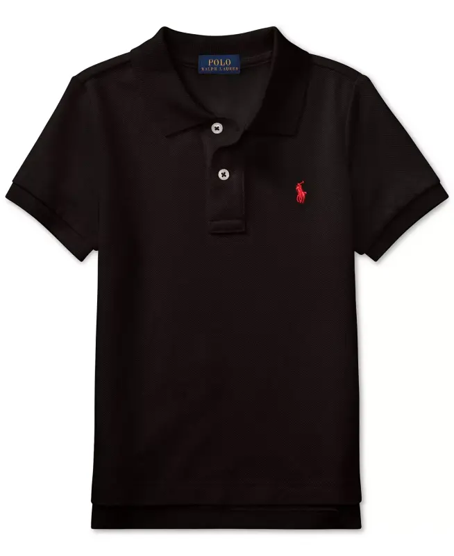 Boys' 2T-7 Cotton Mesh Polo Shirt-Polo Black - 4