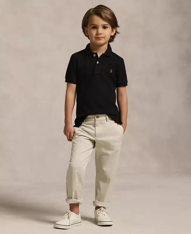 Bebek ve Küçük Erkek Çocuk Pamuklu File Polo Yaka Tişört-Polo Siyah - 2