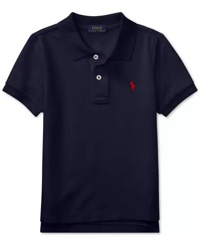 Boys' 2T-7 Cotton Mesh Polo Shirt-Refined Navy 