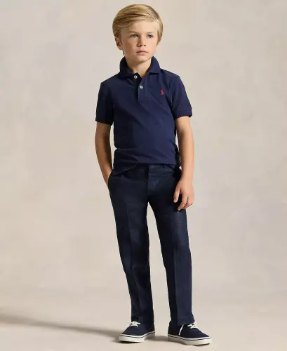 Boys' 2T-7 Cotton Mesh Polo Shirt-Refined Navy - 4