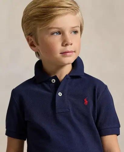 Boys' 2T-7 Cotton Mesh Polo Shirt - Refined Navy - 3