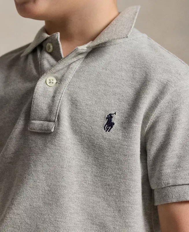 Boys' 2T-7 Cotton Mesh Polo Shirt - New Grey Heather - 2